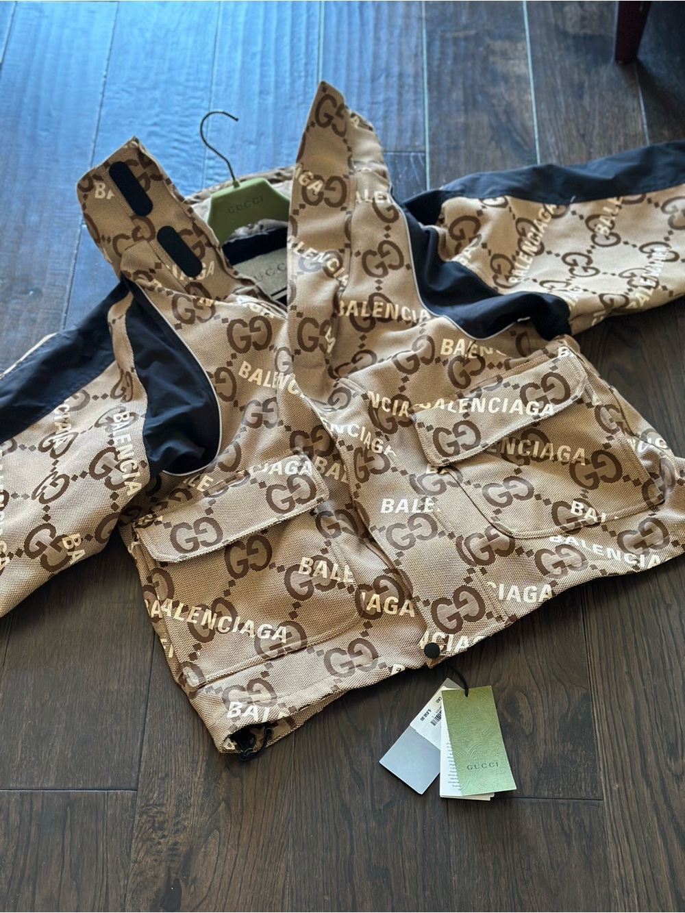 Gucci x Balenciaga The Hacker Project Jumbo GG Beige Oversized Hooded Jacket 40
